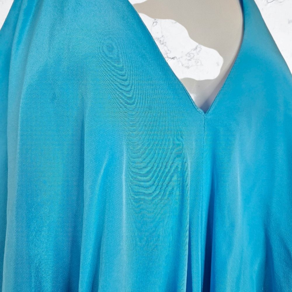 Amanda Uprichard Bright Blue Silk Lightweight Ruffle Summer Dress - Picture 8 of 8